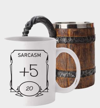 DnD-themed mugs against a plain background