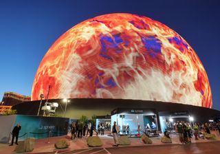 Las Vegas Sphere lights up during the venue's grand opening on September 29, 2023 in Las Vegas, Nevada