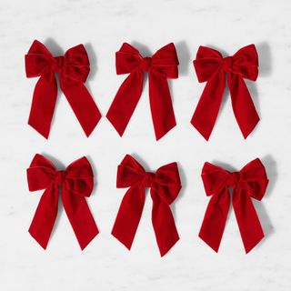 Red Bows with Wire Ties, Set of 6