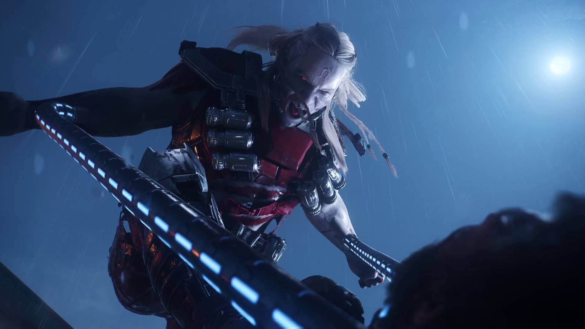 Marvel's Wolverine Omega Red pinning Wolverine to the ground with metal tendrils in cutscene mid fight