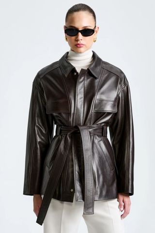 Nour Hammour zakary Belted Leather Jacket