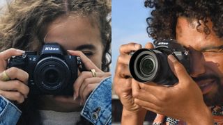 Closeups of two people shooting with a Nikon Z50 II and Z50 camera