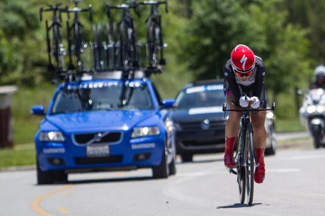 Evelyn Stevens (Specialized-Lululemon) comes up the road.