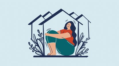 illustration of a woman in an outline of a house