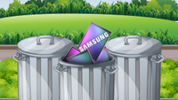 Graphic of Samsung image sensors in a rubbish bin