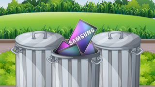 Graphic of Samsung image sensors in a rubbish bin
