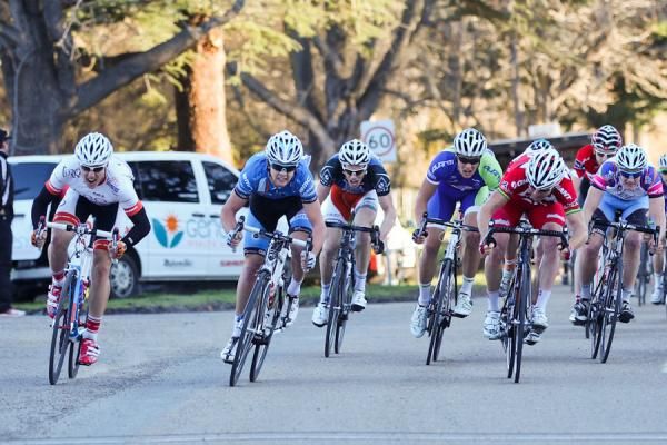 Jack Beckinsale (Jayco-Honey Shotz) 2nd from the left sprint for the win on Stage 6 at the Tour of Gippsland