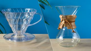 a glass chemex and resin plastic V60 go head to head