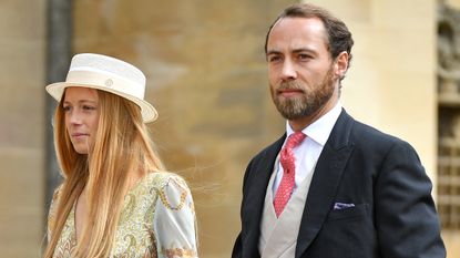 Alizee Thevenet and James Middleton attend the wedding of Lady Gabriella Windsor and Thomas Kingston