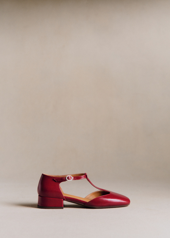 Low Eulalie Babies - Cherry Smooth - Bovine Leather - S&amp;eacute;zane