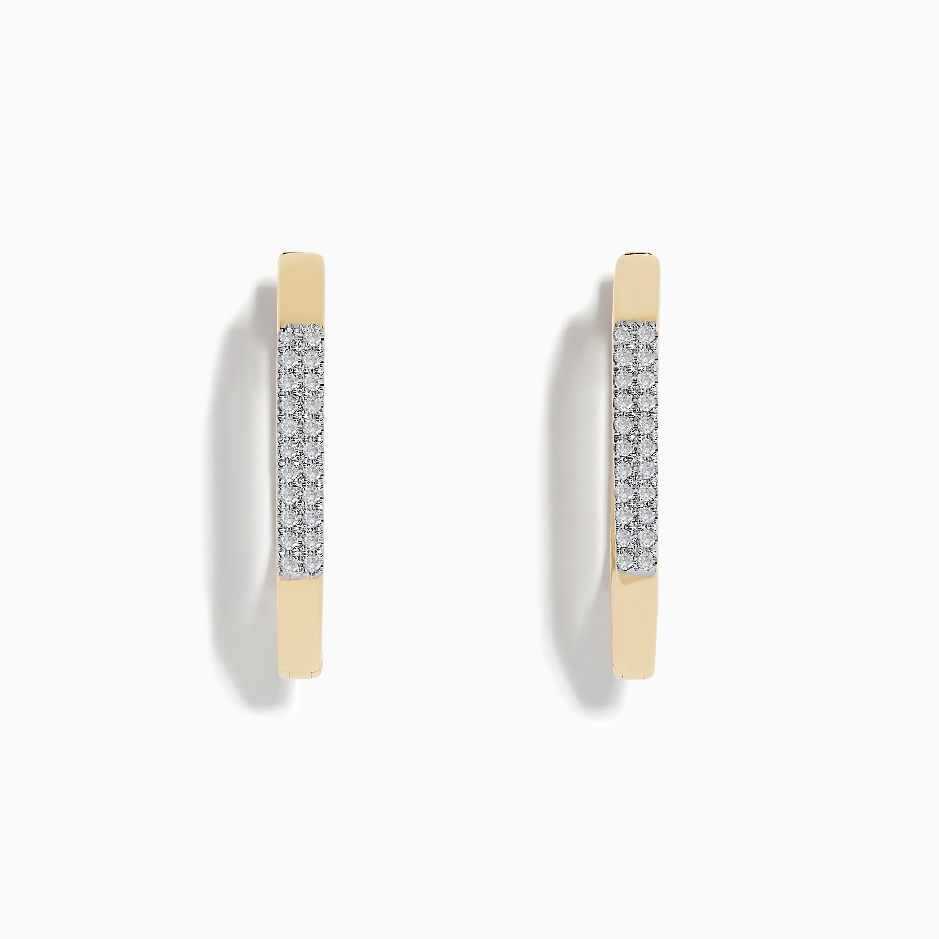14k Yellow Gold Diamond Geometric Hoop Earrings 0.22 Tcw