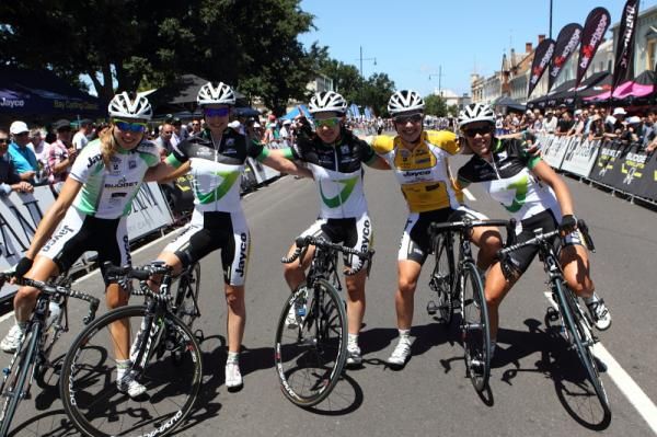 The GreenEDGE team lined up at the finish - team, sprint and overall victors