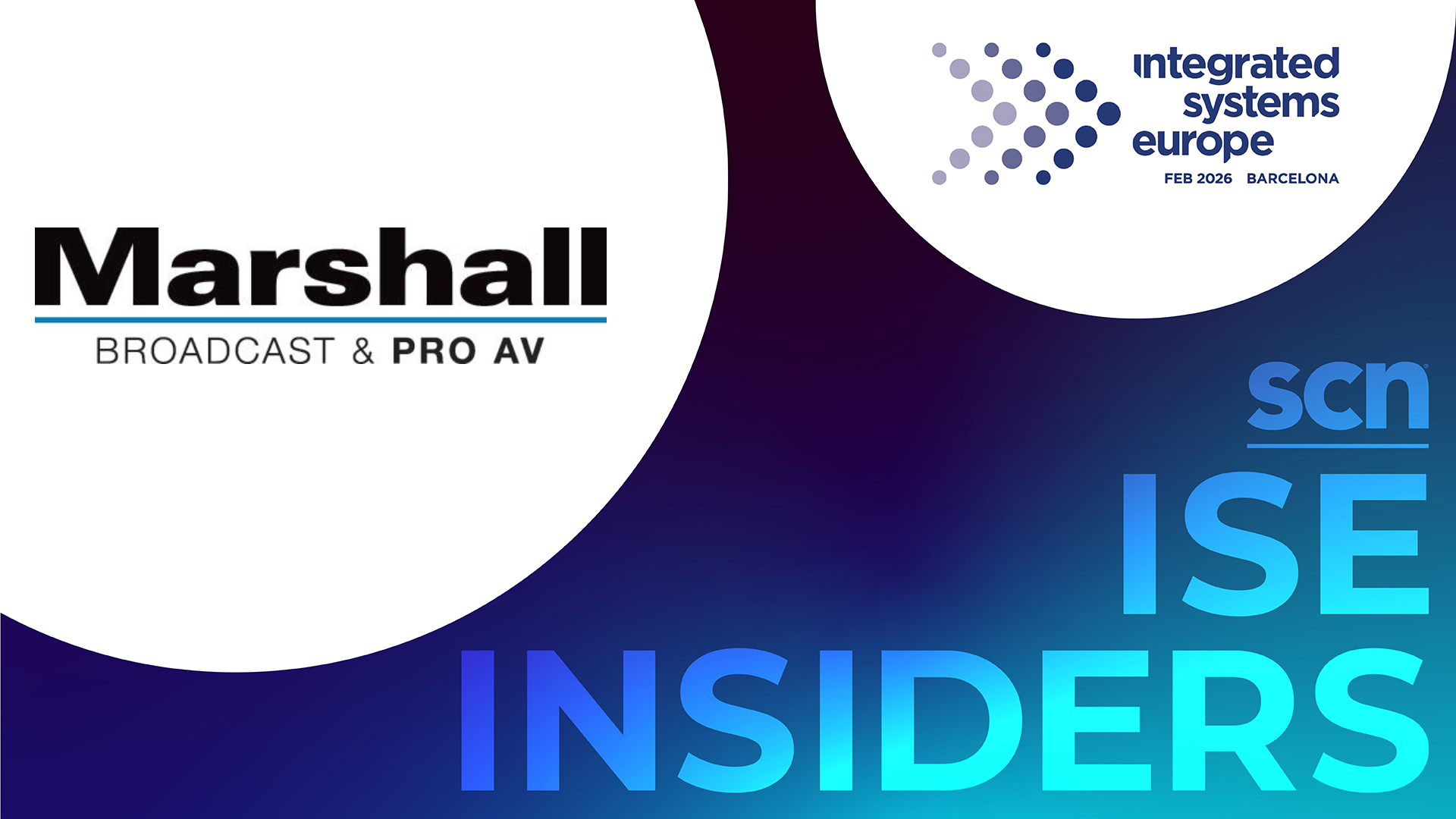 The ISE Insiders 2026 banner with Marshall Electronics logo.