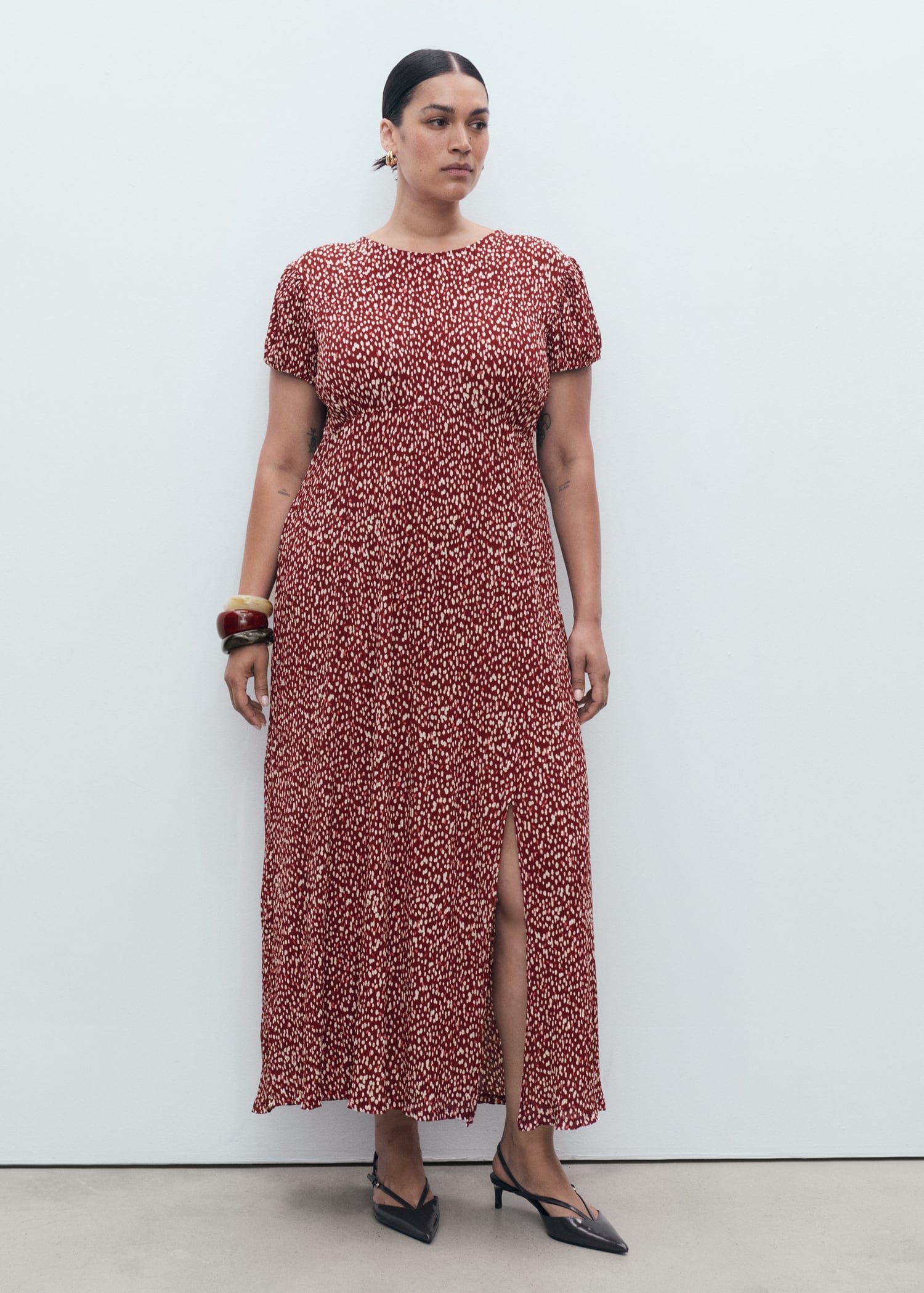 Printed Dress With Side Opening - Women | Mango Usa