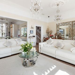 living room with wooden flooring and french door