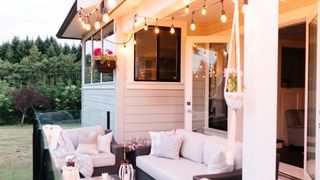 How to add value to your home: An image showing a patio area with lights
