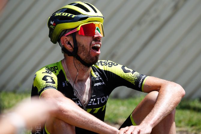 Mitchelton-Scott&rsquo;s Damien Howson shows the strain of stage 4 of the 2020 Herald Sun Tour, on which he dropped from second overall to third