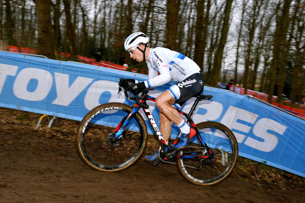 HOOGERHEIDE NETHERLANDS JANUARY 23 Lars Van Der Haar of Netherlands and Team Baloise Trek Lions competes during the 32nd GP Adrie Van der Poel Hoogerheide UCI CycloCross Worldcup 2022 Mens Elite CXWorldCup on January 23 2022 in Hoogerheide Netherlands Photo by Luc ClaessenGetty Images