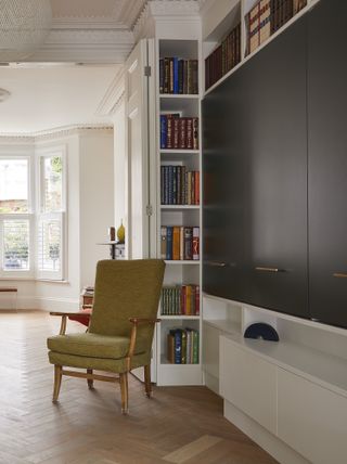 Bookshelf built into a door frame