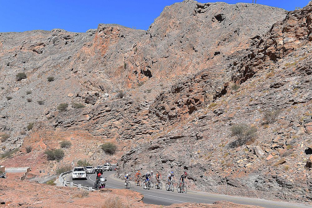 The peloton in action during Oman's final stage.