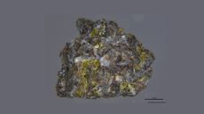 A magnified image shows a piece of moon rock collected by China's Chang'e 5 mission in December 2020.