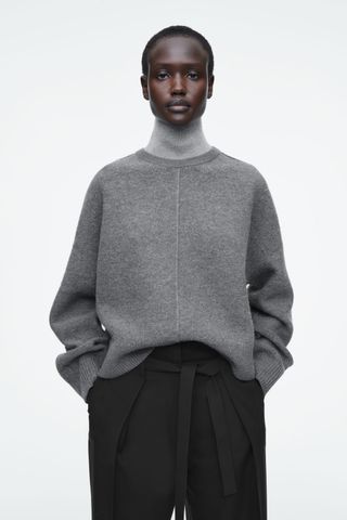 Colour-Block Layered Wool Jumper