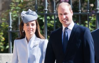 Catherine, Duchess of Cambridge and Prince William, Duke of Cambridge attend Easter Sunday service at St George's Chapel