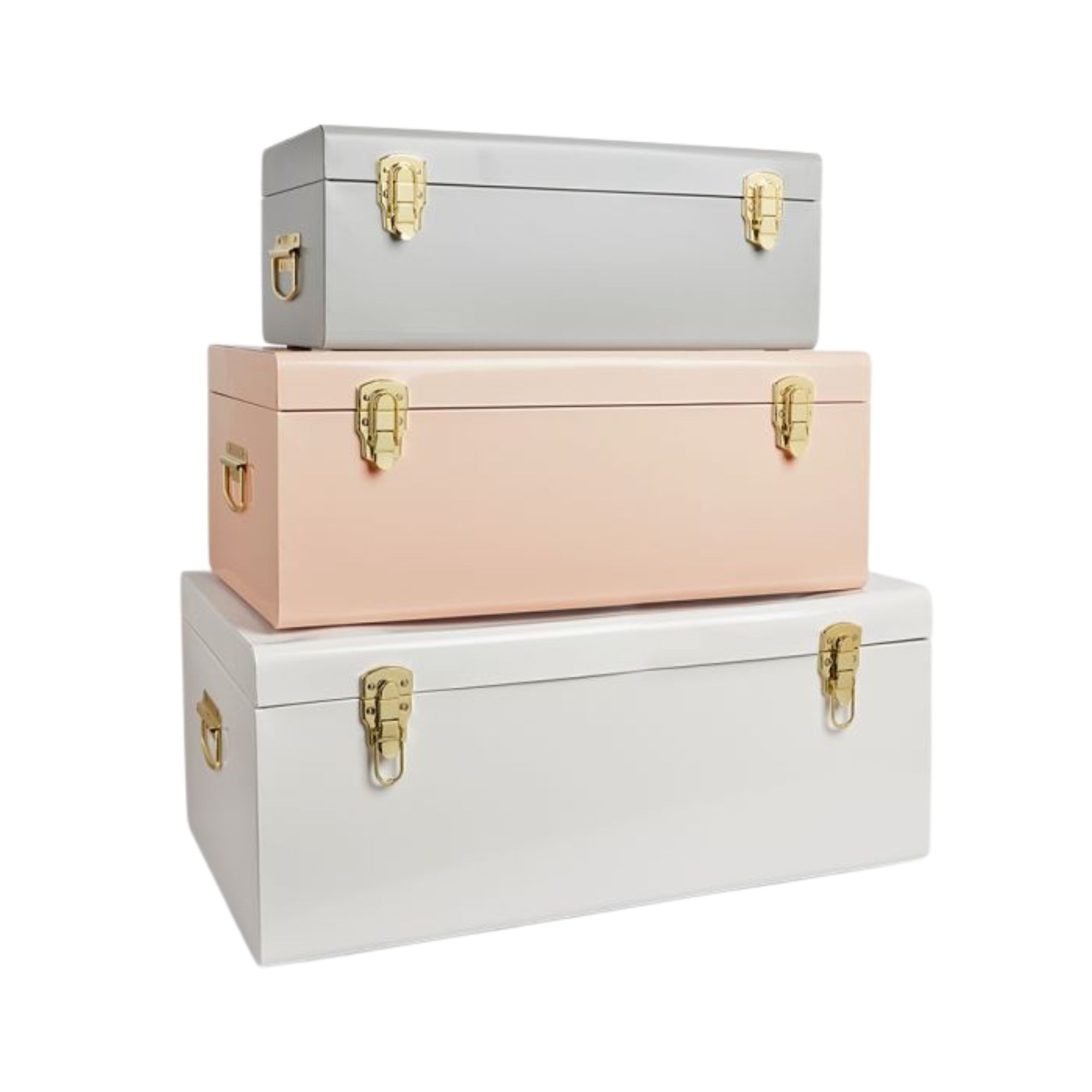 BTFY, Set of 3 Metal Storage Trunks