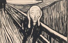 The black-and-white print of The Scream by Edvard Munch. Thomas@Widerberg.no / Picture courtesy of British Library's 'Edvard Munch: Love and Angst' exhibition.