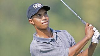 Tiger Woods takes a shot during the 1996 US Amateur