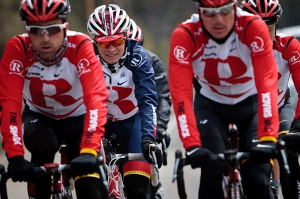 Ben King (RadioShack) stays tucked into the bunch while out on the morning ride.