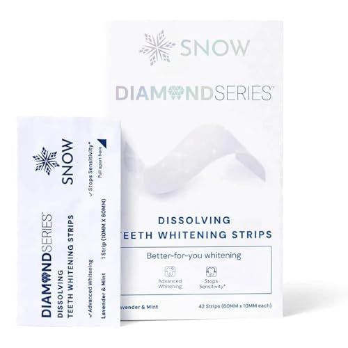 Snow Diamond Dissolving Teeth Whitening Strips - Gentle & Enamel Safe White Strips for Teeth Whitening, At-Home Dental Hygiene & Tooth Care With Hydroxyapatite - 42 Ct