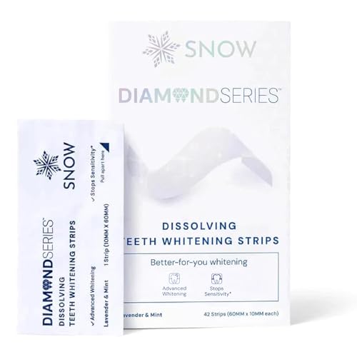 Snow Diamond Dissolving Teeth Whitening Strips – Gentle and Soft. Enamel safe white strips for teeth whitening, at home dental hygiene and dentistry. Dental Care with Hydroxyapatite - 42 ct