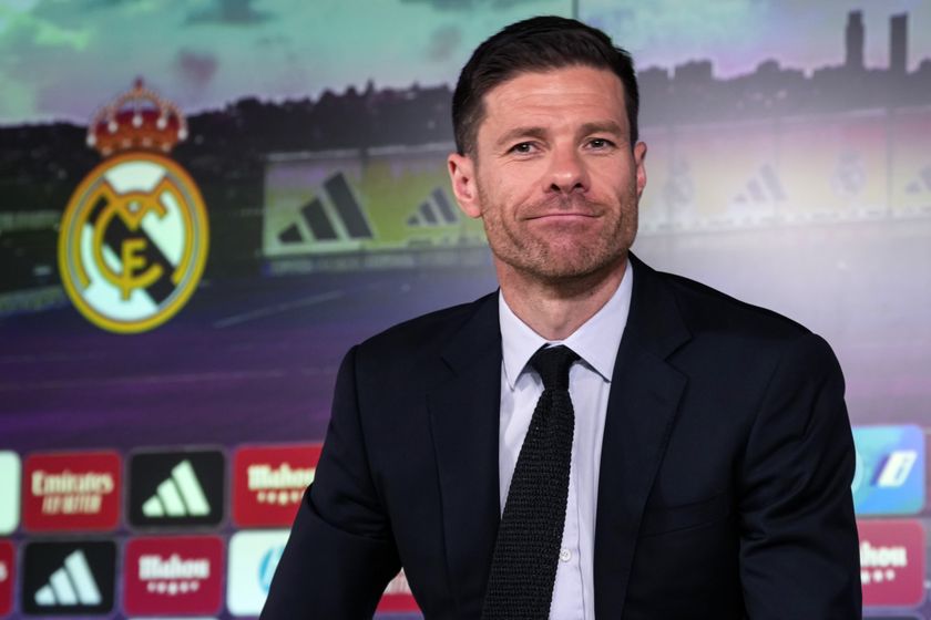 Xabi Alonso speaks to the media following his unveiling as Real Madrid coach in May 2025.