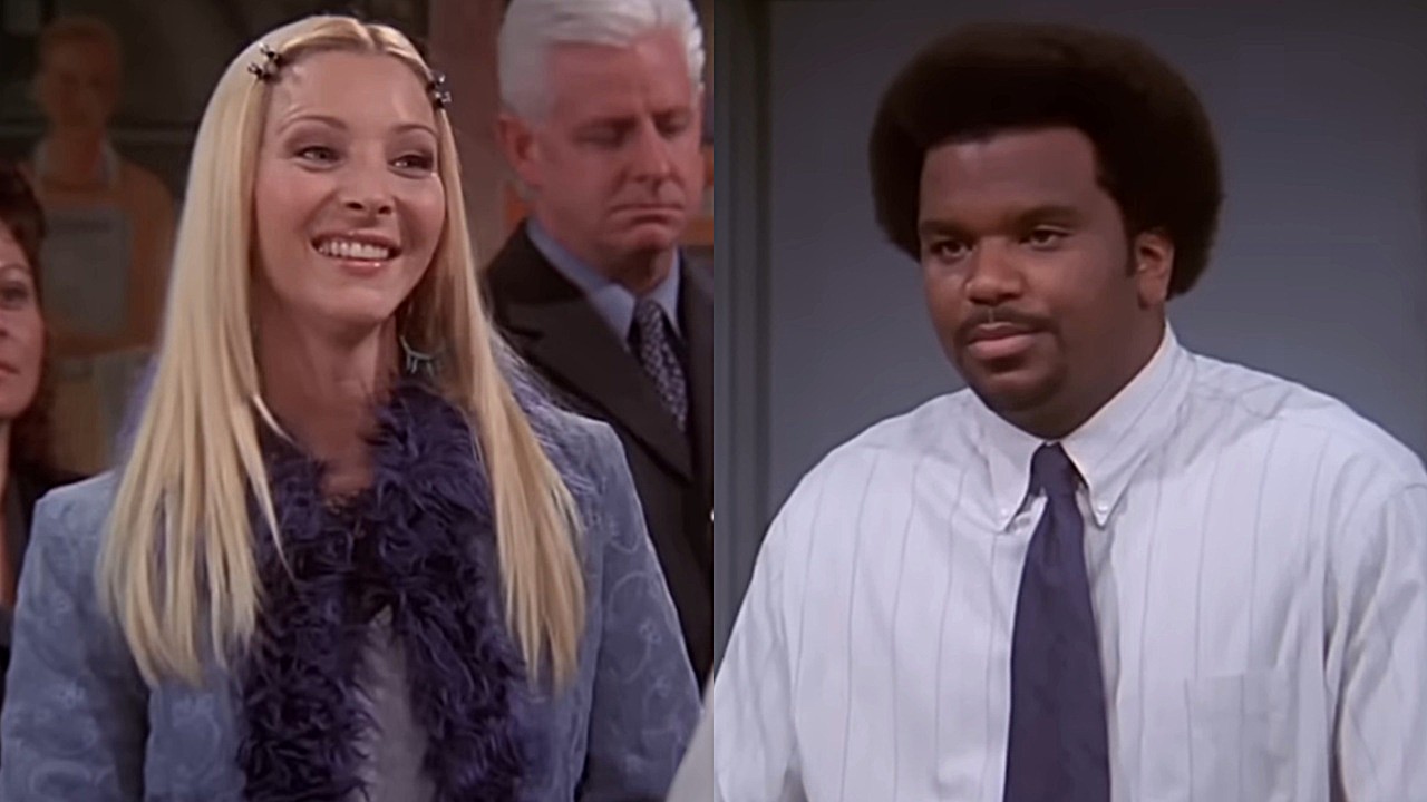 Lisa Kudrow as Phoebe and Craig Robinson as a clerk on the Season 10 Friends episodes "The One with Princess Consuela." 