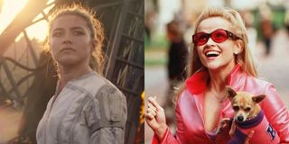 Florence Pugh in Black Widow and Reese Witherspoon as Elle Woods in Legally Blonde