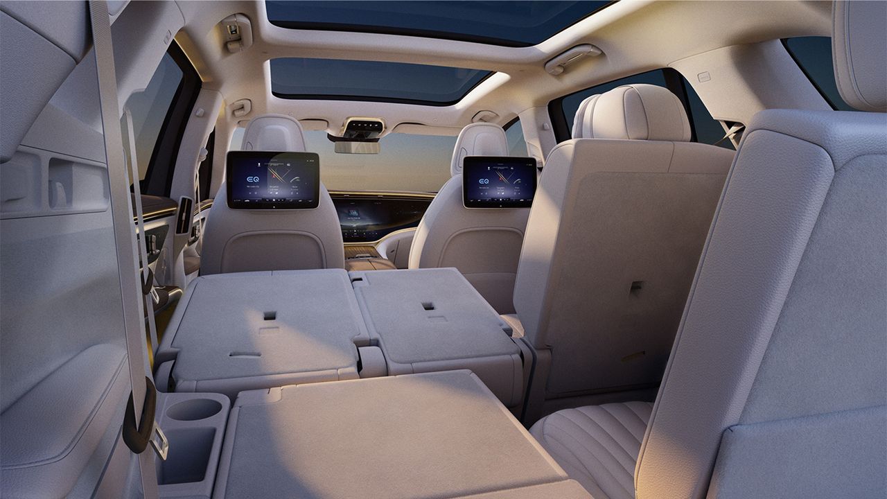 Mercedes EQS SUV inside seats down