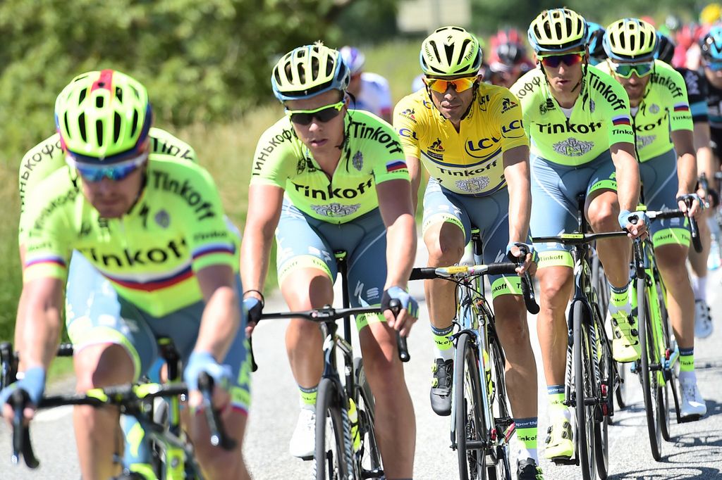 Tinkoff looking after Alberto Contador during the stage