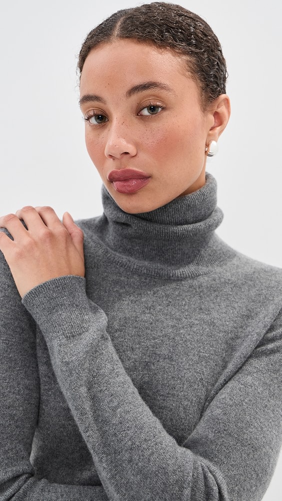 Resa Turtleneck Cashmere Sweater - Charcoal Melange