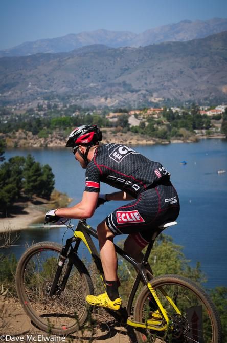 Troy Wells (Team Cliff Bar) riding the highest ridge on the course
