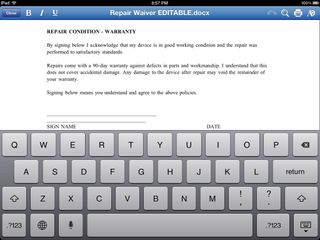 Quickoffice Pro editing word documents on ipad