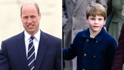 Composite of Prince William during the official handover in which King Charles III passes the role of Colonel-in-Chief of the Army Air Corps to him and Prince Louis on Christmas Day 2023