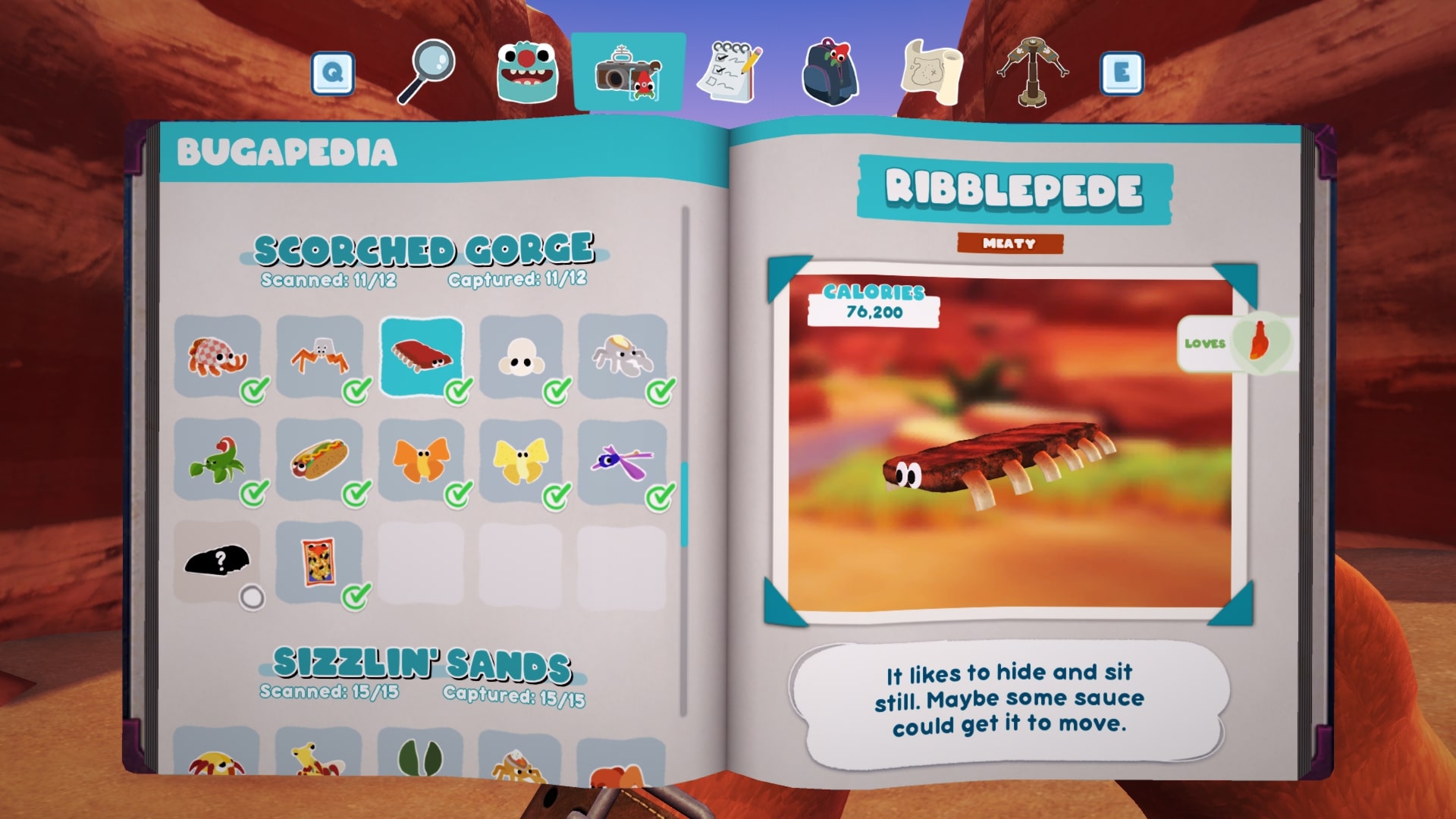 Bugsnax Bugapedia: Ribblepede