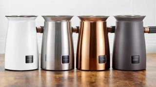The Hotel Chocolat Velvetiser in white, platinum, copper and charcoal