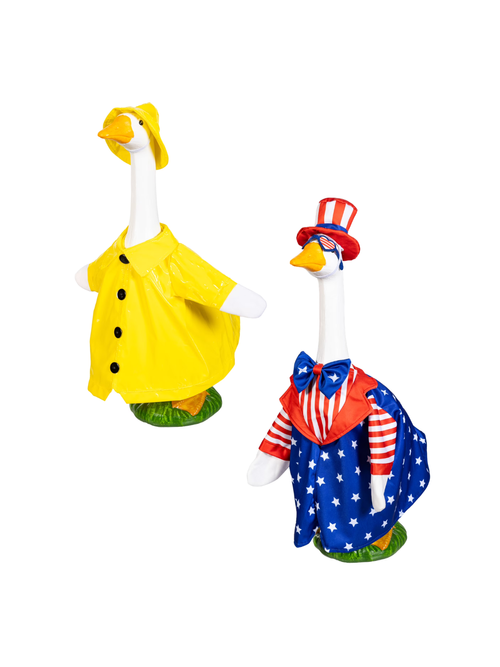 Mainstays Spring Rain Coat & Patriotic Porch Goose Outfit, Set of 2