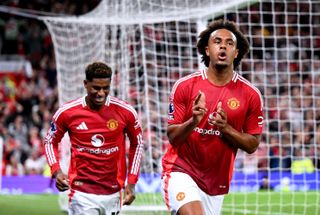 Joshua Zirkzee came off the bench to score his debut goal in Manchester United's first game of the season against Fulham