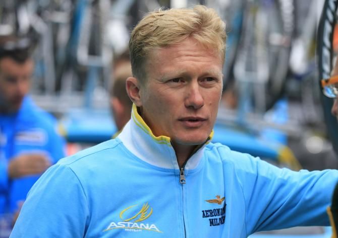 Astana manager Alexandr Vinokourov at the start of stage 15 at the Vuelta a Espana