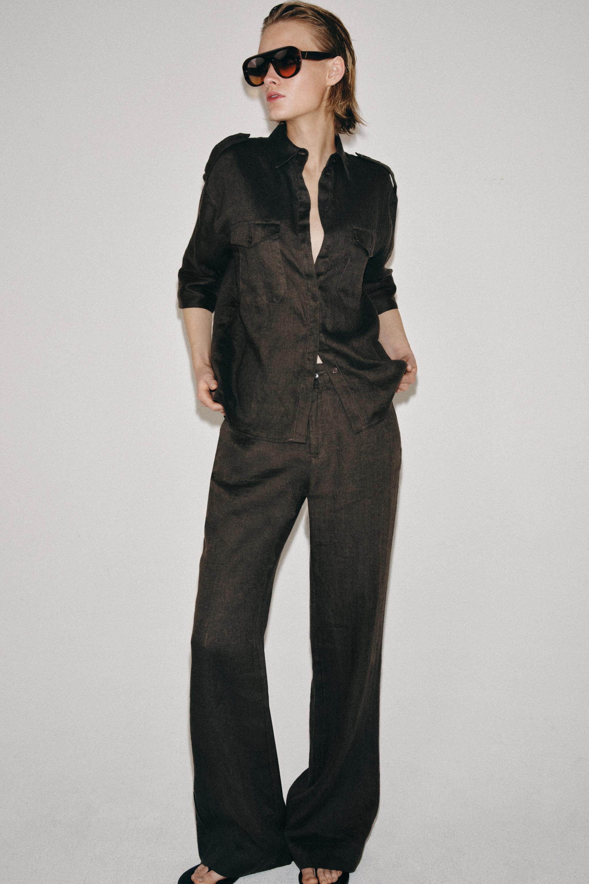Flare Linen Pants Zw Collection