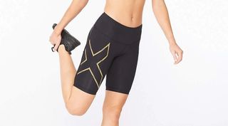 2XU Light Speed Compression Shorts on white background