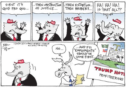 Political Cartoon U.S. Trump GOP Impeachment Hearings Emoluments Clause